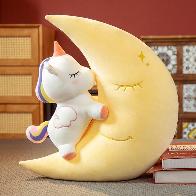 Peluche Licorne Moon Shape Throw Pillow