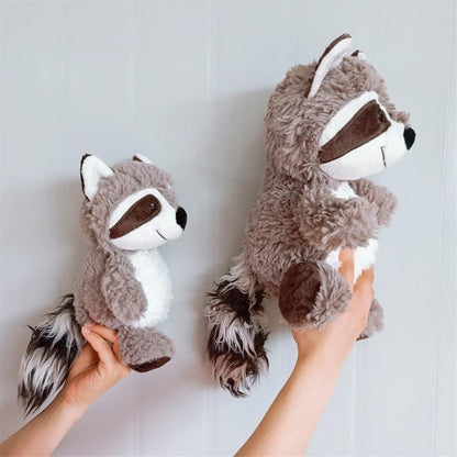 Gray raccoon plush toy, soft cushion animal stuffed doll