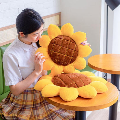 Magnifique coussin de siège en peluche en forme de tournesol