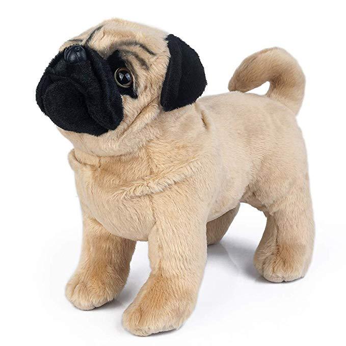 Jouet en peluche de 12" en forme de chien carlin debout