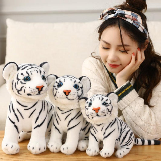 Adorable Animal en Peluche Tigre Blanc et Jaune