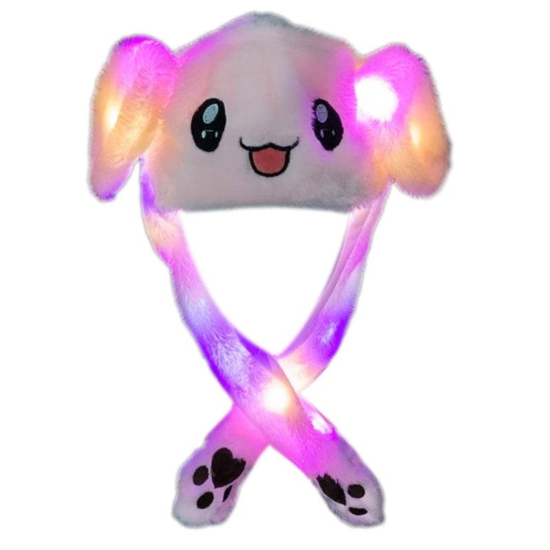 Chapeau de lapin en peluche avec éclairage LED