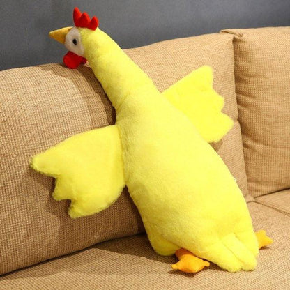 Peluche poulets géants jaunes et blancs, parfaits comme oreiller pour le corps