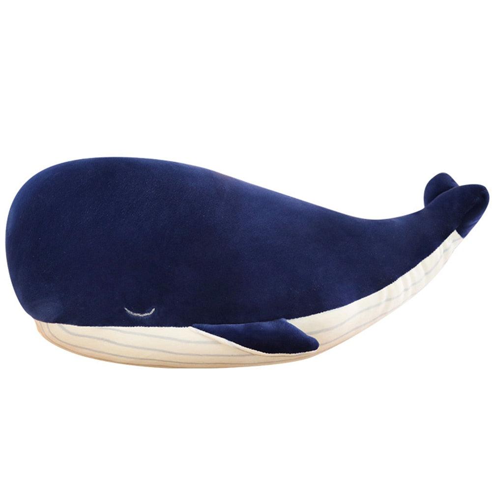 Jouet en peluche animal de simulation de baleine bleu foncé, peluche animale câline et ultra douce