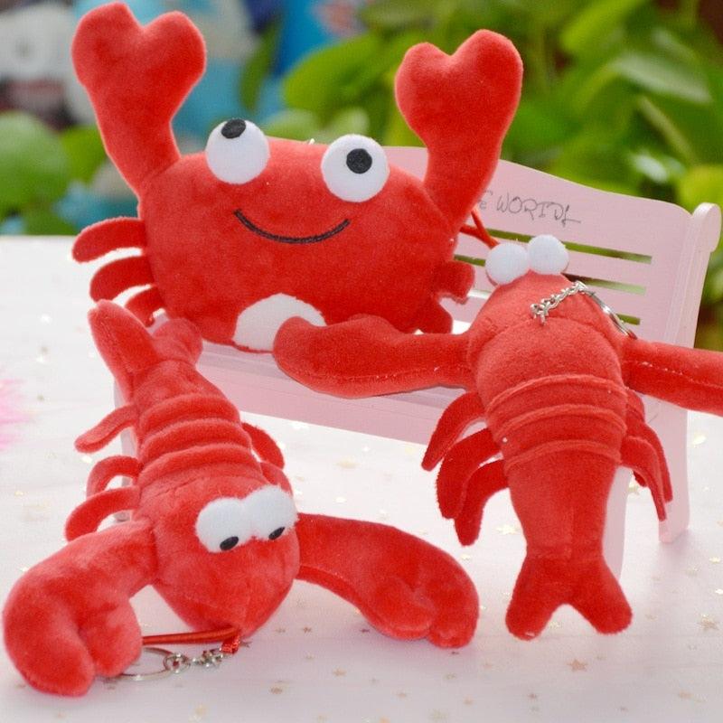 Peluche porte-clés homard et crabe de 4,5 pouces