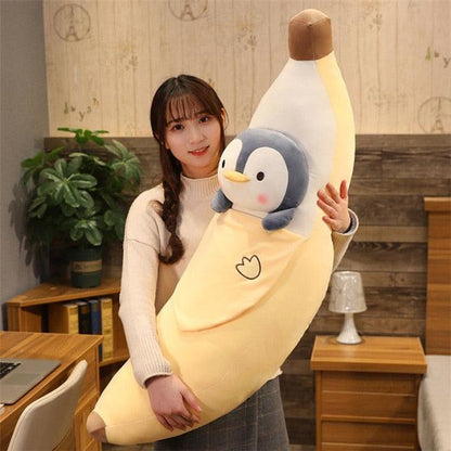 Banana plush toy with animal