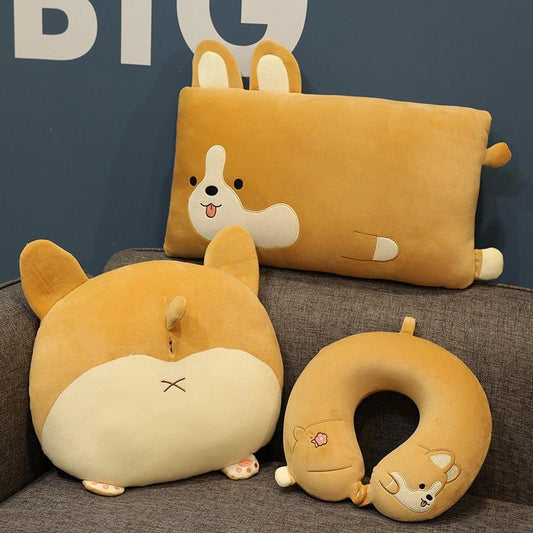 Peluche Corgi Long Pillow, U Shaped Round Pillow Sofa Cushion Stuffed Soft Animal Dolls (poupées animales en peluche)