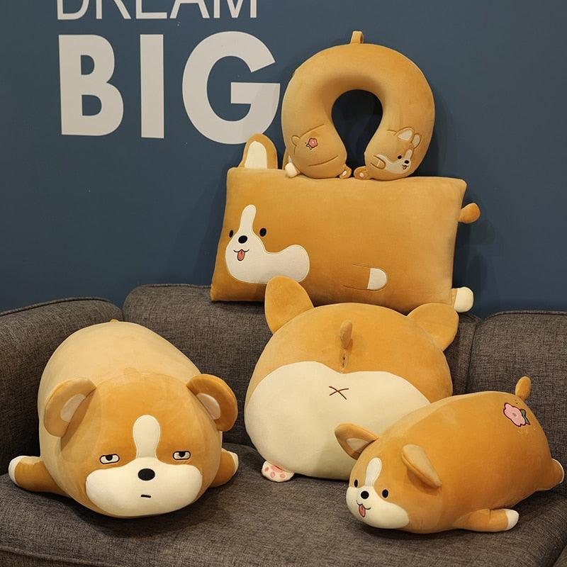 Peluche Corgi Long Pillow, U Shaped Round Pillow Sofa Cushion Stuffed Soft Animal Dolls (poupées animales en peluche)