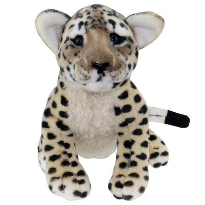 Peluche réaliste de léopard accroupi