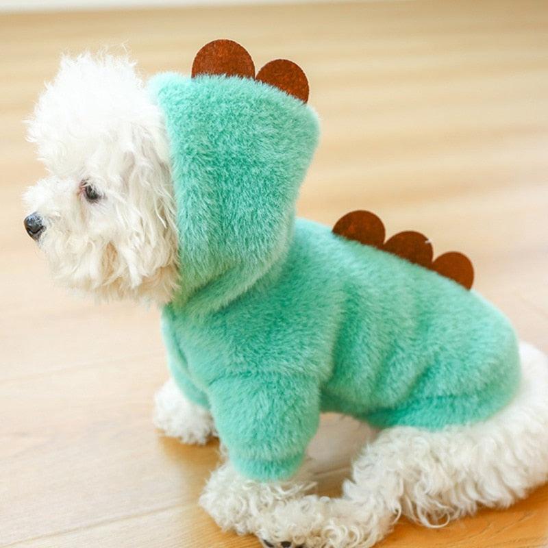 Plush Dinosaur Dog Hoodie