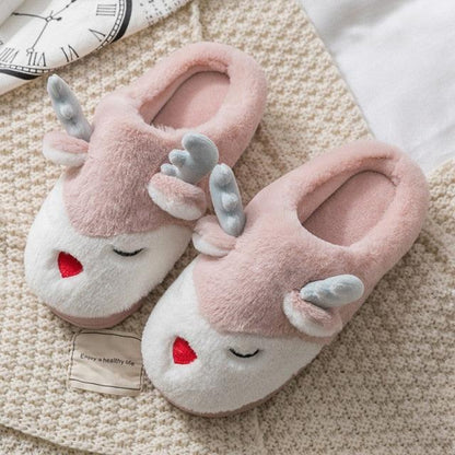 Plush reindeer slippers