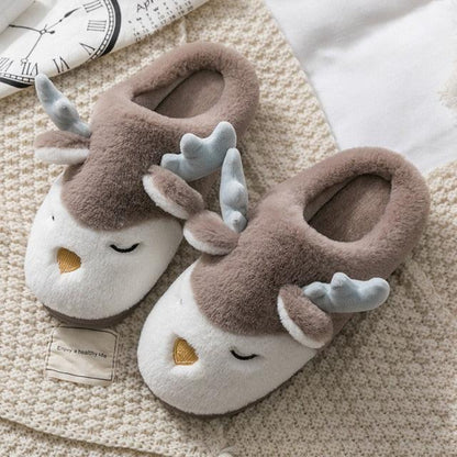 Plush reindeer slippers