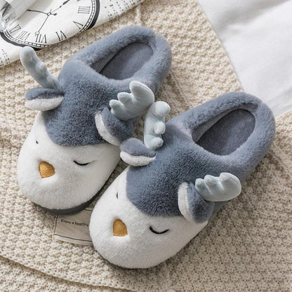 Plush reindeer slippers