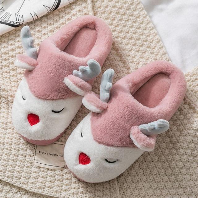 Plush reindeer slippers