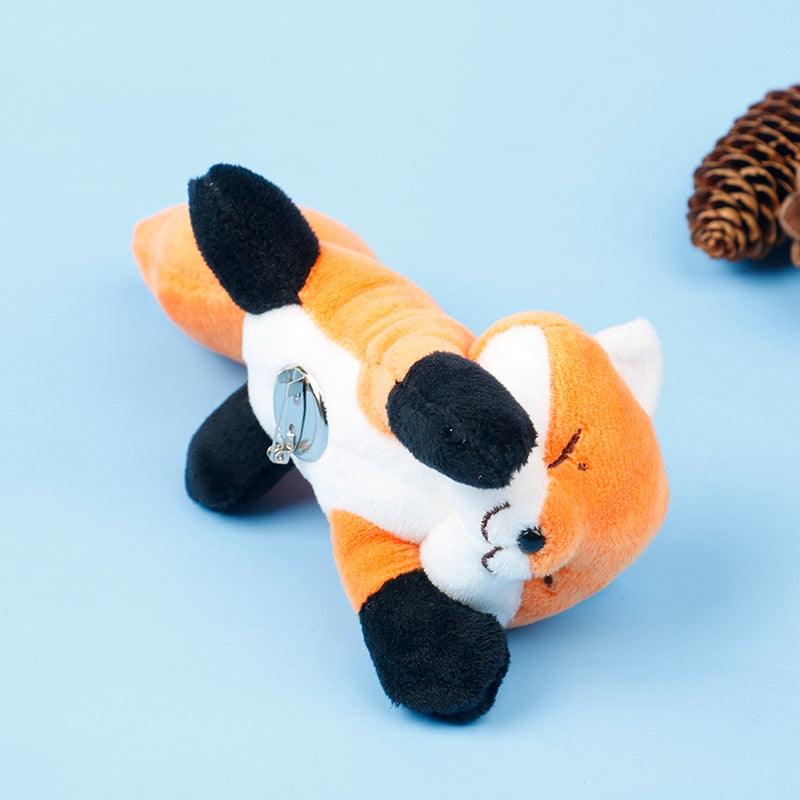 Poupée renard en peluche de dessin animé broche