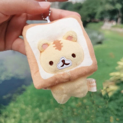 Animal Plush Doll Bread Cat Toast Keychain