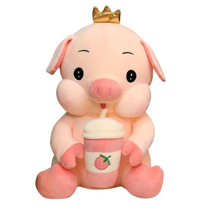 Peluche Piggy Milkshake à la fraise Kawaii