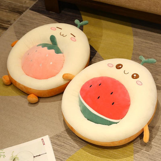 Coussins kawaii en forme de fleurs de fruits et d'animaux