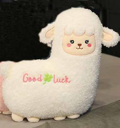 Alpaca plush toy with blanket