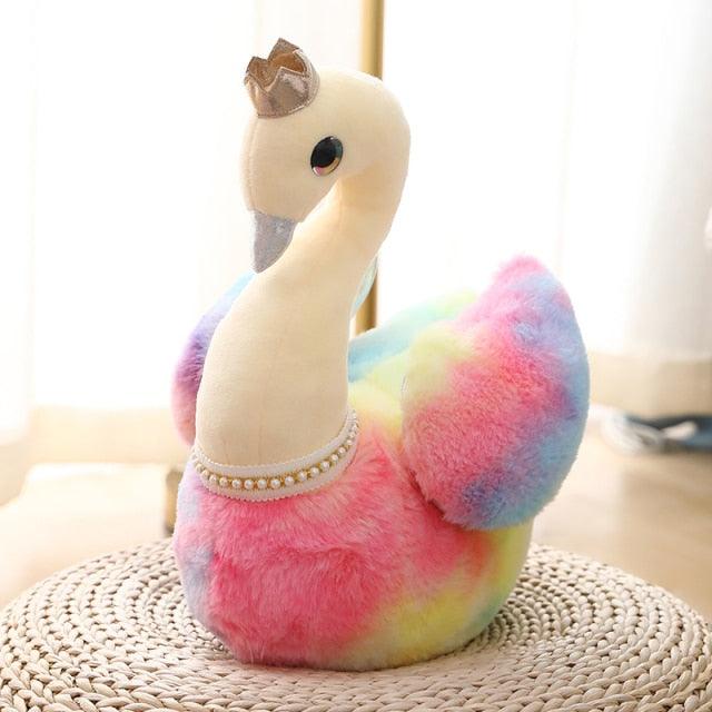 Pink Rainbow Swan Plush Doll