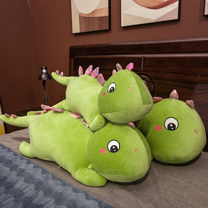 Sleeping giant green dinosaur plush toy