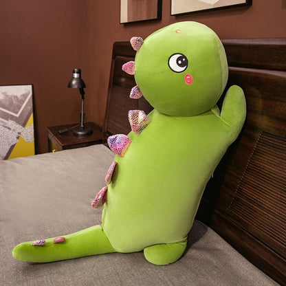 Peluche dinosaure géant vert endormi