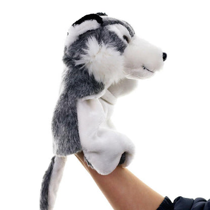Mignonne marionnette à main en peluche de l'animal loup