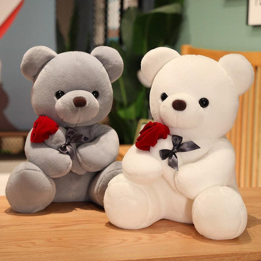 Peluche Teddy Bear With Rose Super Soft Plushie