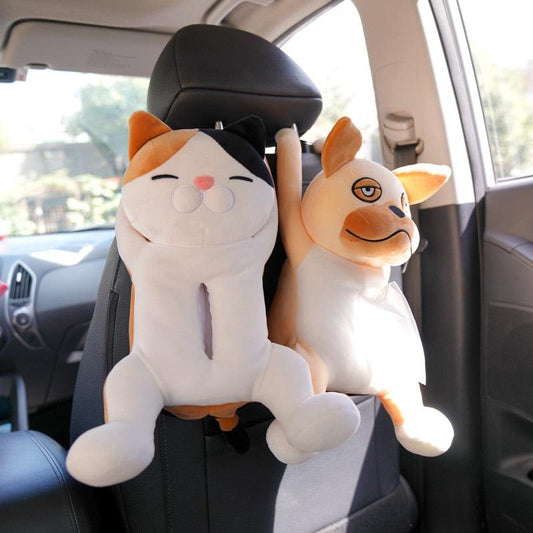 Distributeur de serviettes de voiture suspendu avec animal en peluche