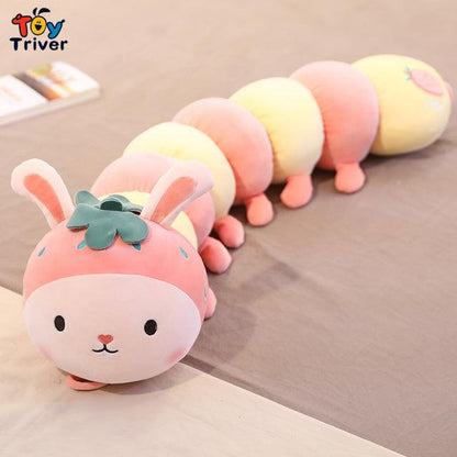 Kawaii Fruit Caterpillar Plush Pillows