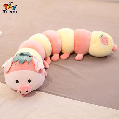 Kawaii Fruit Caterpillar Plush Pillows