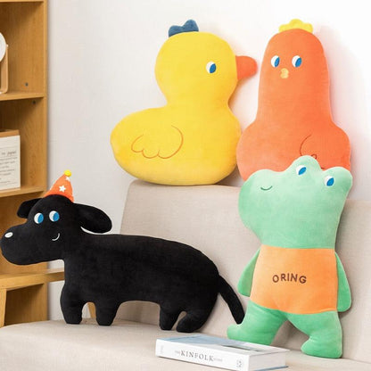 Plush pillow in the shape of cute and lively animals