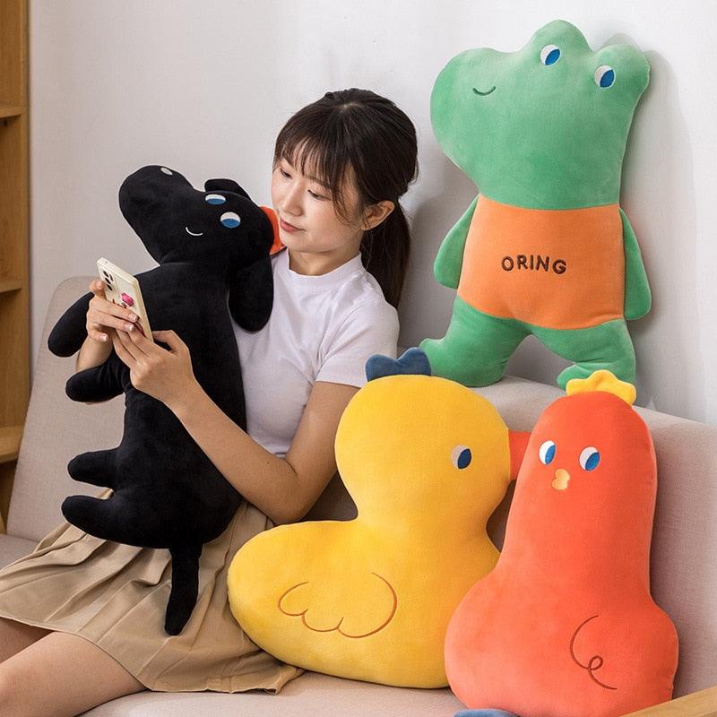 Plush pillow in the shape of cute and lively animals