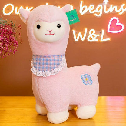 Two-tone Alpaca plush toy with scarf