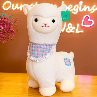 Two-tone Alpaca plush toy with scarf