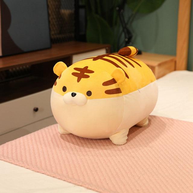 Oreillers en peluche Tigre accroupi gros et rond