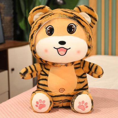 Peluches tigre assis et souriant