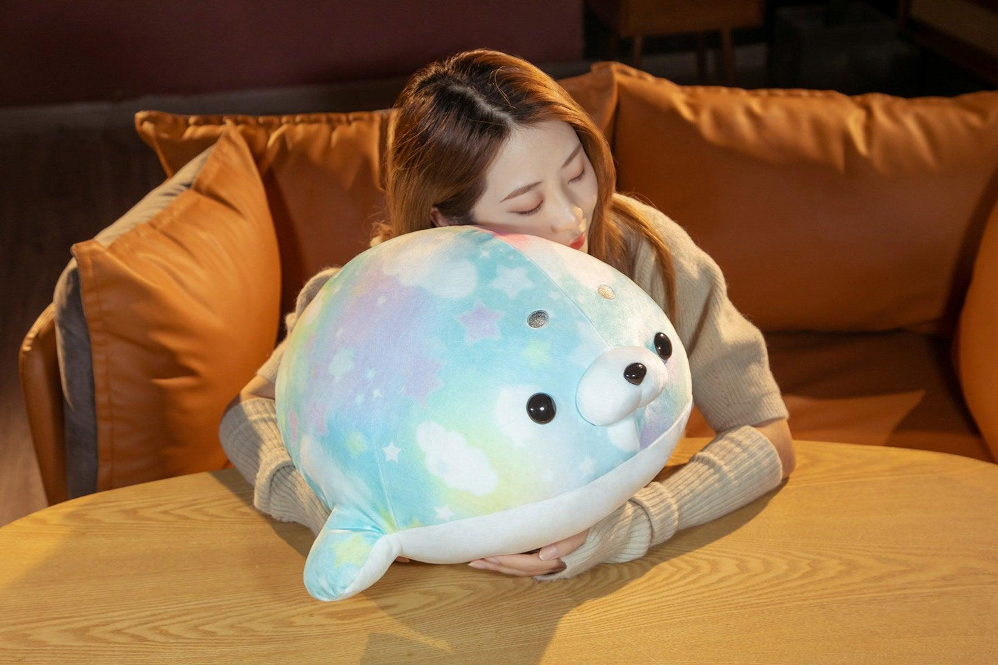 Kawaii Rainbow Seal Plush