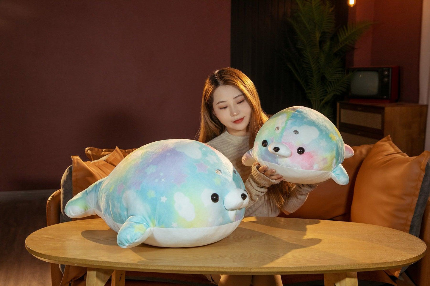 Kawaii Rainbow Seal Plush