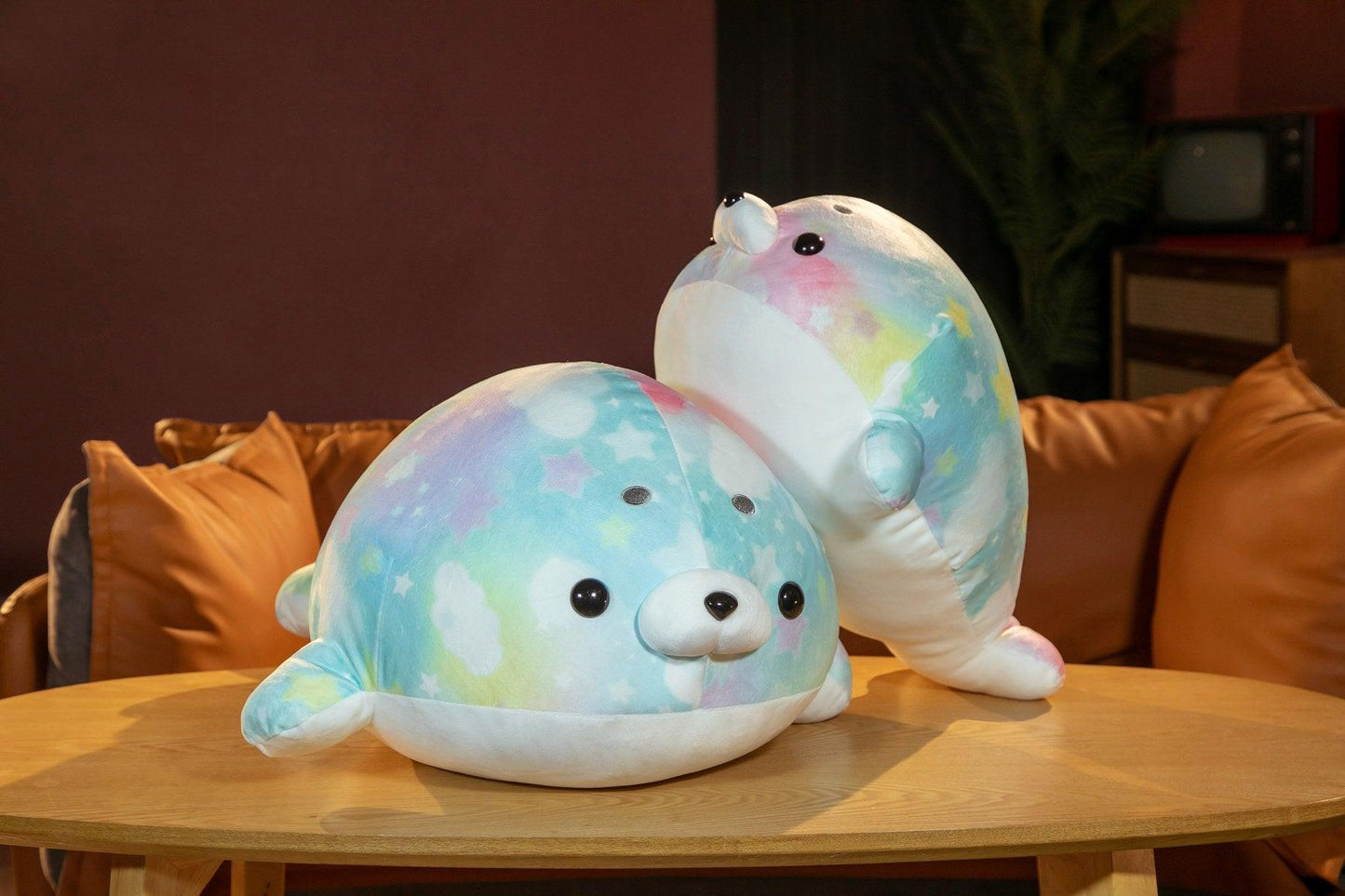 Kawaii Rainbow Seal Plush