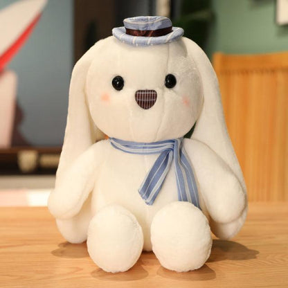 Long-eared rabbit plush toy with hat