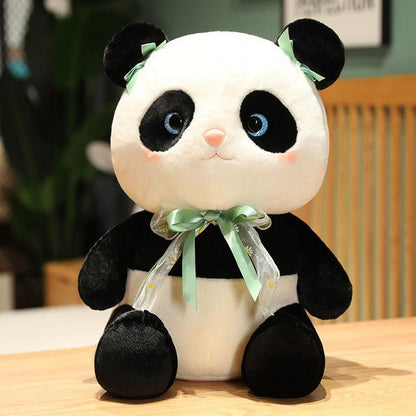 Panda plush toys with Kawaii bow