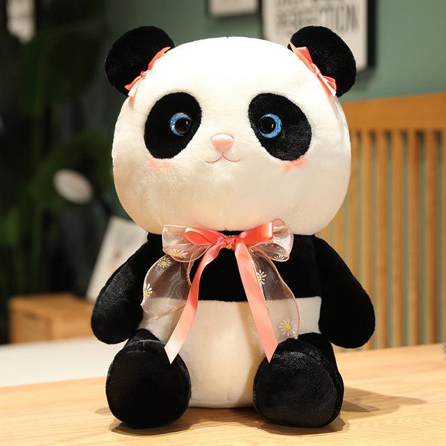 Panda plush toys with Kawaii bow