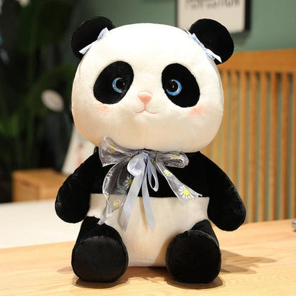 Panda plush toys with Kawaii bow