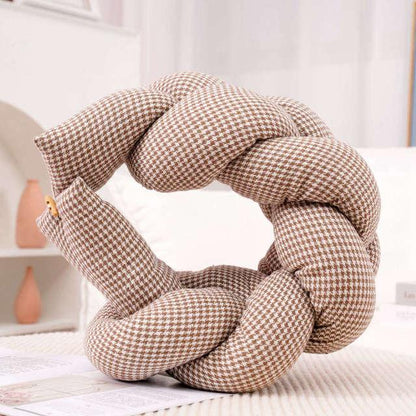 Multifunctional Pillow with Long Twisted Braids