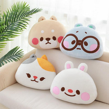 Oreiller en peluche tête d'animal Kawaii