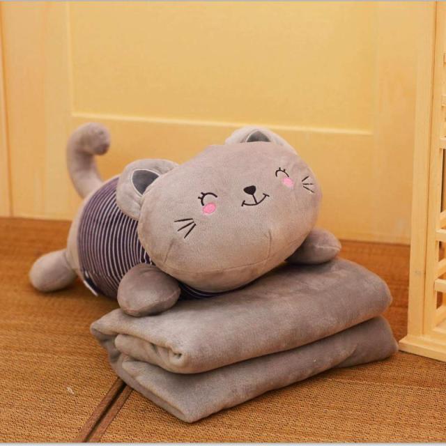 Plush cat pillow with cover