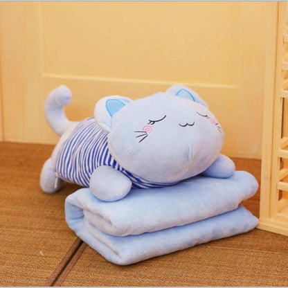 Plush cat pillow with cover