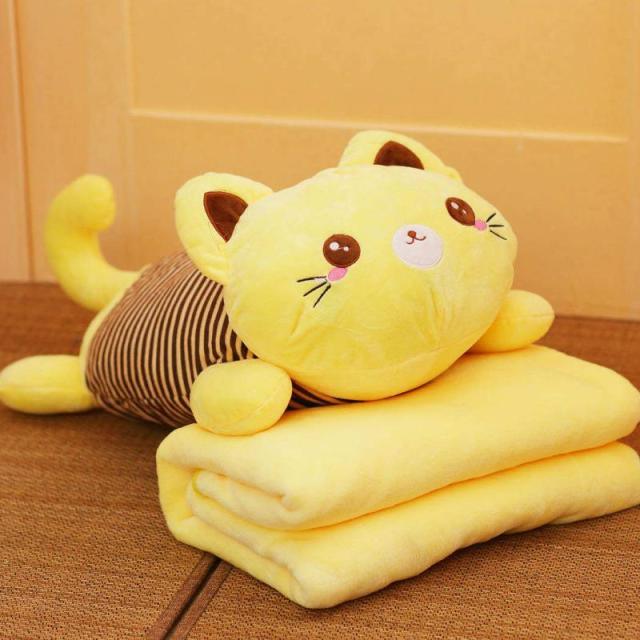 Plush cat pillow with cover