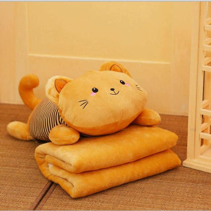 Plush cat pillow with cover